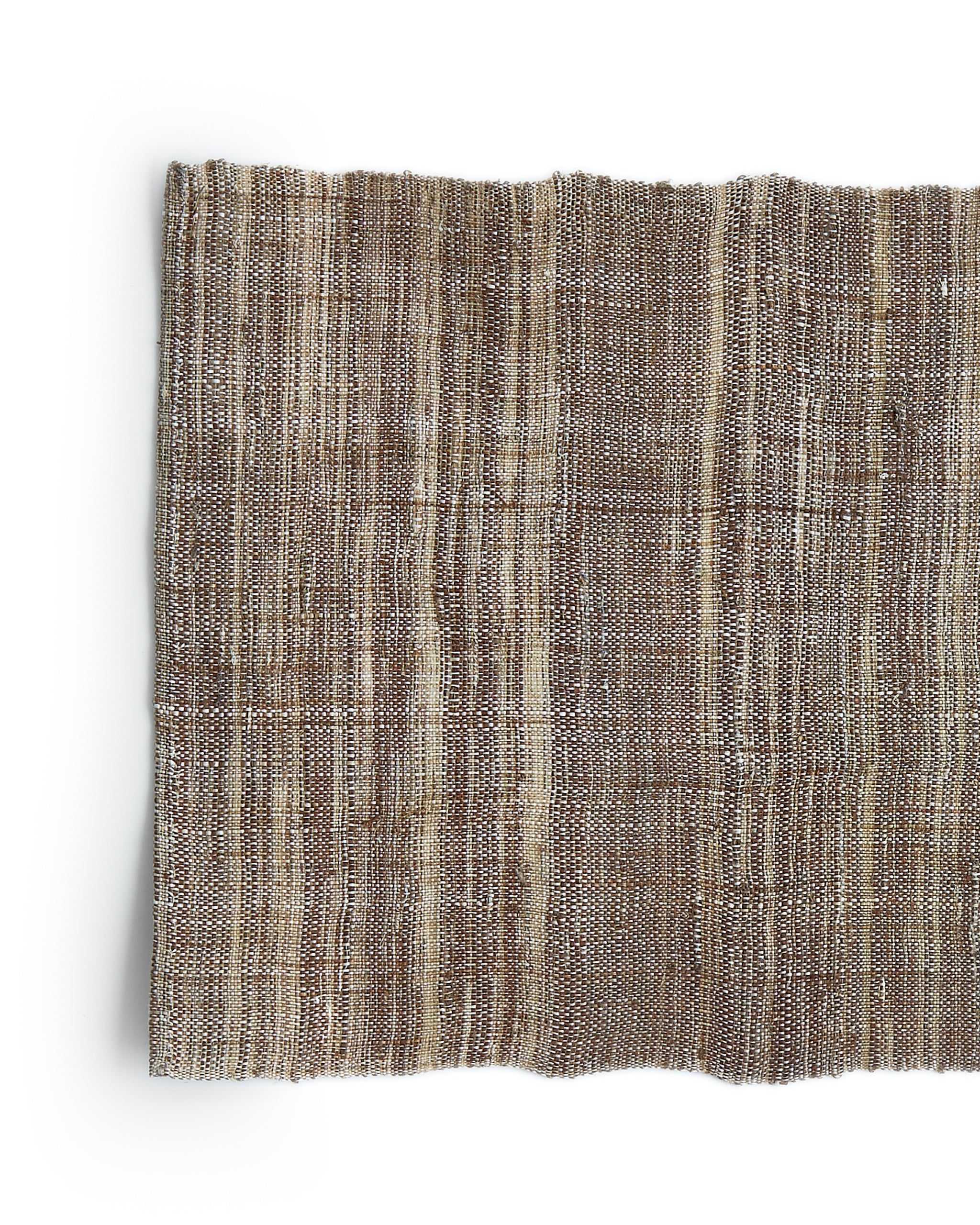 Detail of rectangle slubby natural Tea Mat by Akiko Ando