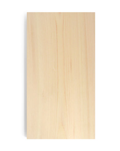 Thick kiso hinoki cypress wood board against white background