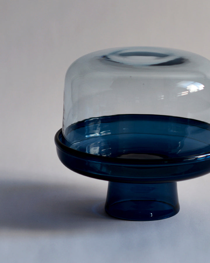 Cropped view of the reclaimed blue comport and dome.