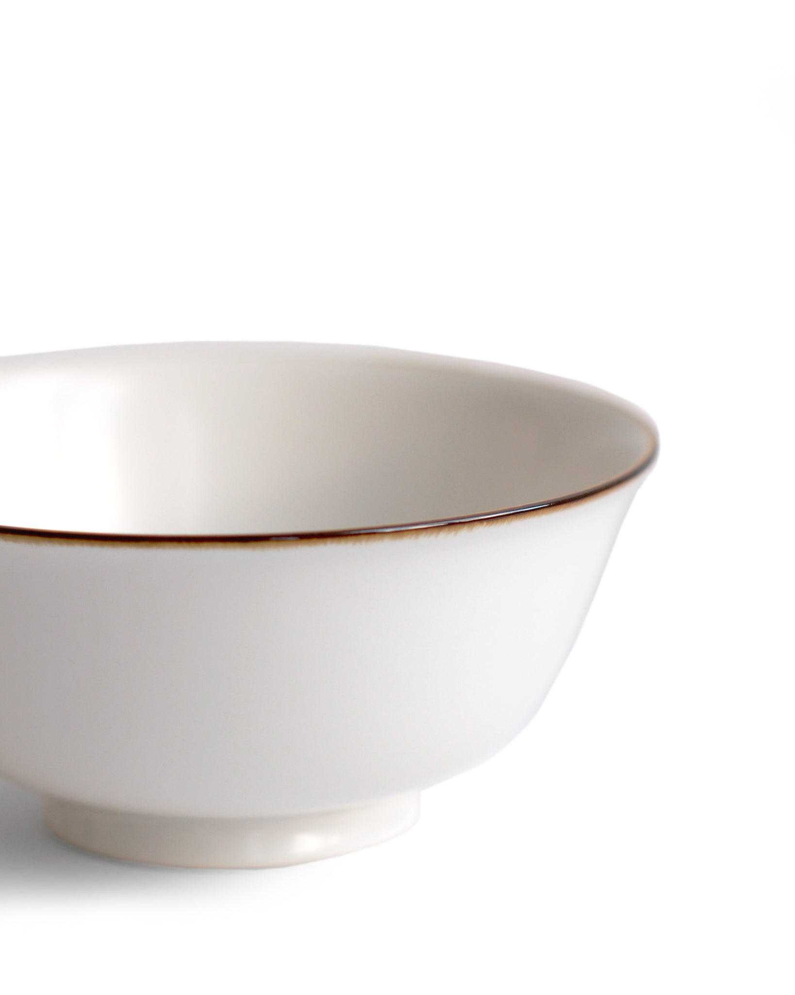 Porcelain white with brown rim Noodle Bowl by Jicon