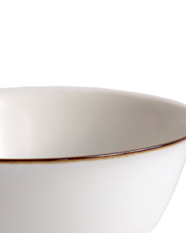 Porcelain white with brown rim Noodle Bowl by Jicon