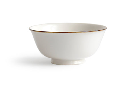 Porcelain white with brown rim Noodle Bowl by Jicon