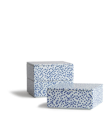Porcelain Box - Blue Squares