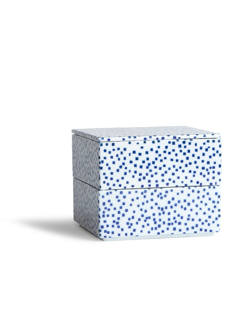 Porcelain Box - Blue Squares