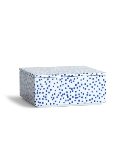 Porcelain Box - Blue Squares - Large