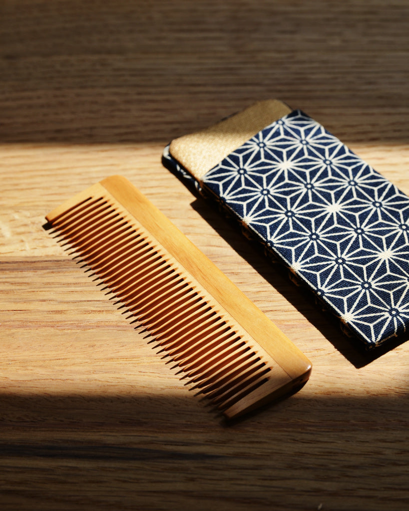 Boxwood Comb with Case - Asanoha I (Bold Leaves) (OUT OF STOCK)