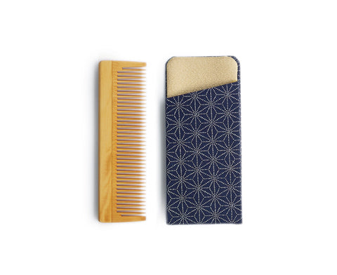 Boxwood Comb with Case - Asanoha II (Fine Leaves) (OUT OF STOCK)