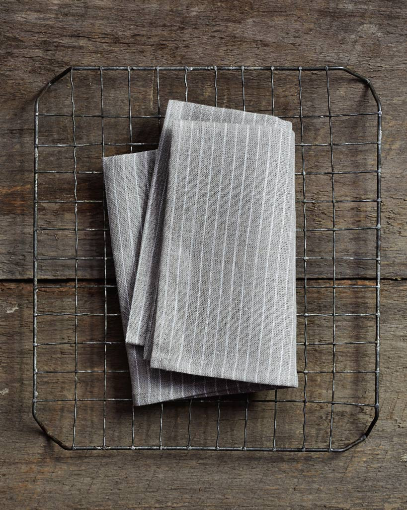 Linen Kitchen Cloth - Natural with White Stripes