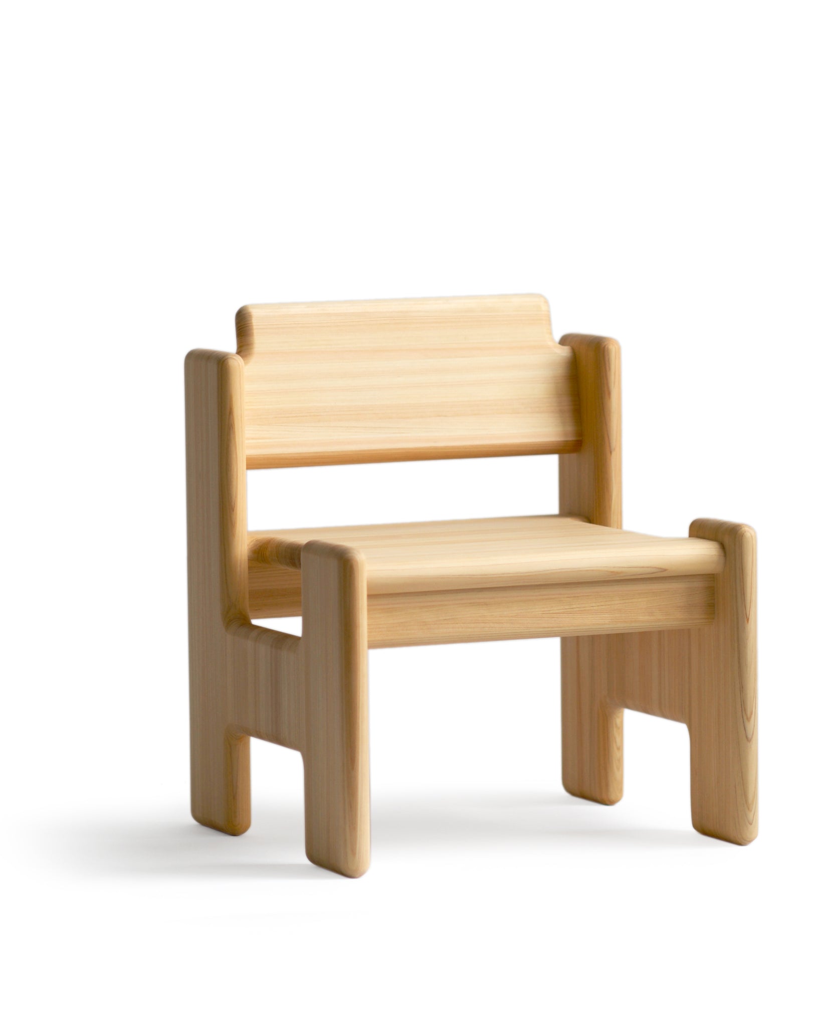 Silhouetted image of the sunoki children's chair against white background at an angle.
