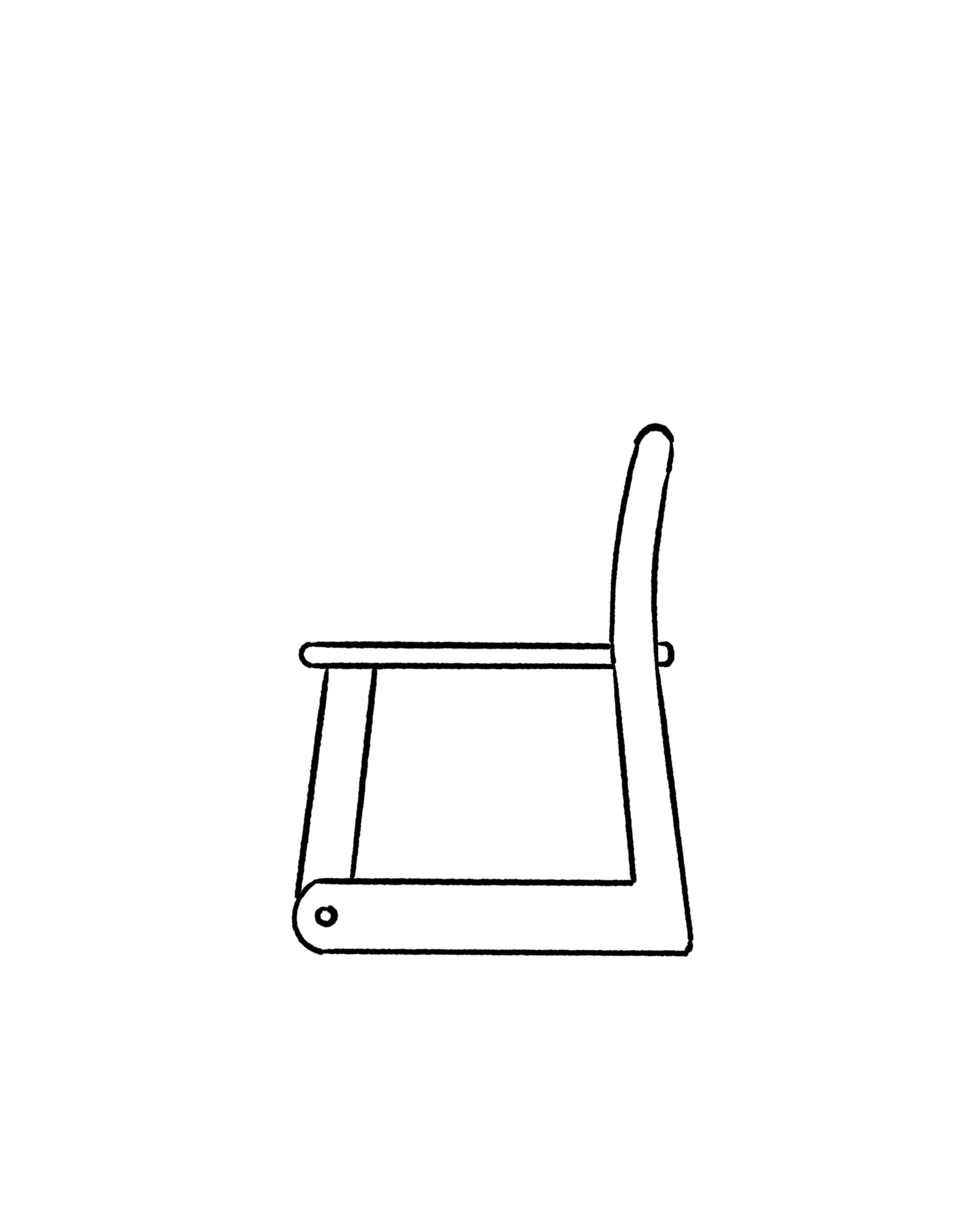 Line drawing of the profile of the 3 year old school chair.