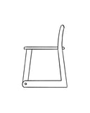 Line drawing of the profile of the 5 year old school chair.