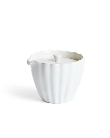 Off white porcelain chrysanthemum teapot by Masanobu Ando