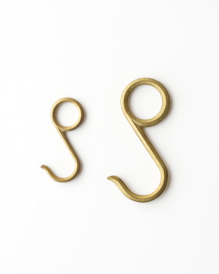 Matureware brass pipe s hooks in size small and large side by side