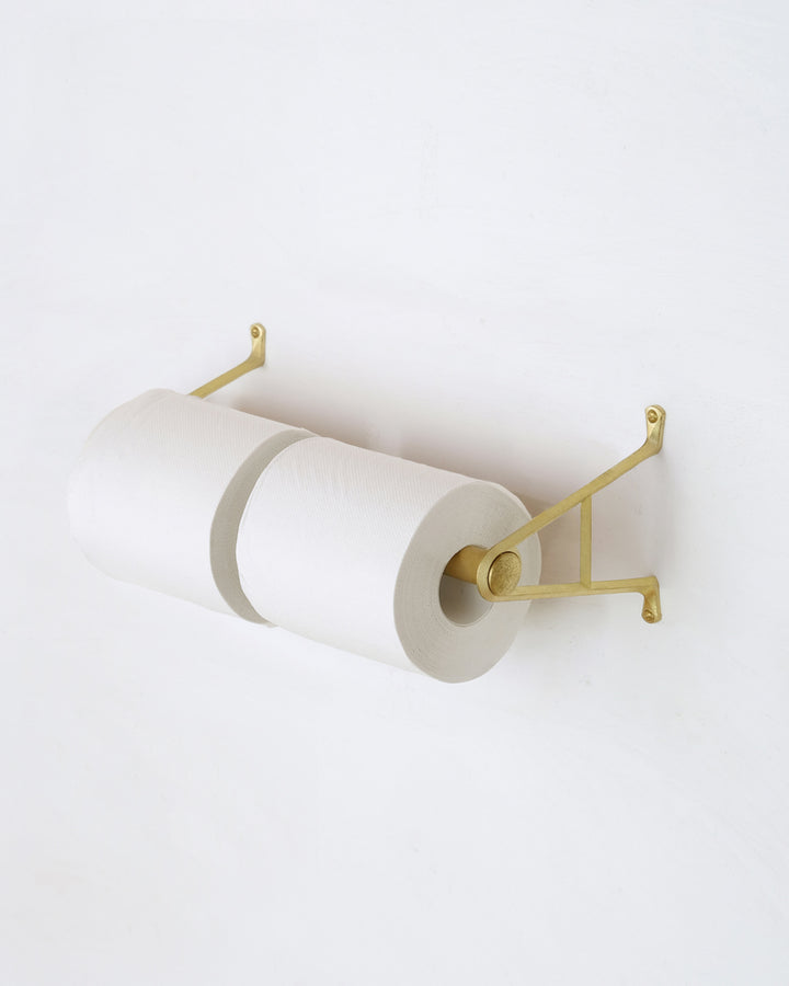 Matureware by Futagami Brass Pipe Bracket Set Large with two toilet paper rolls