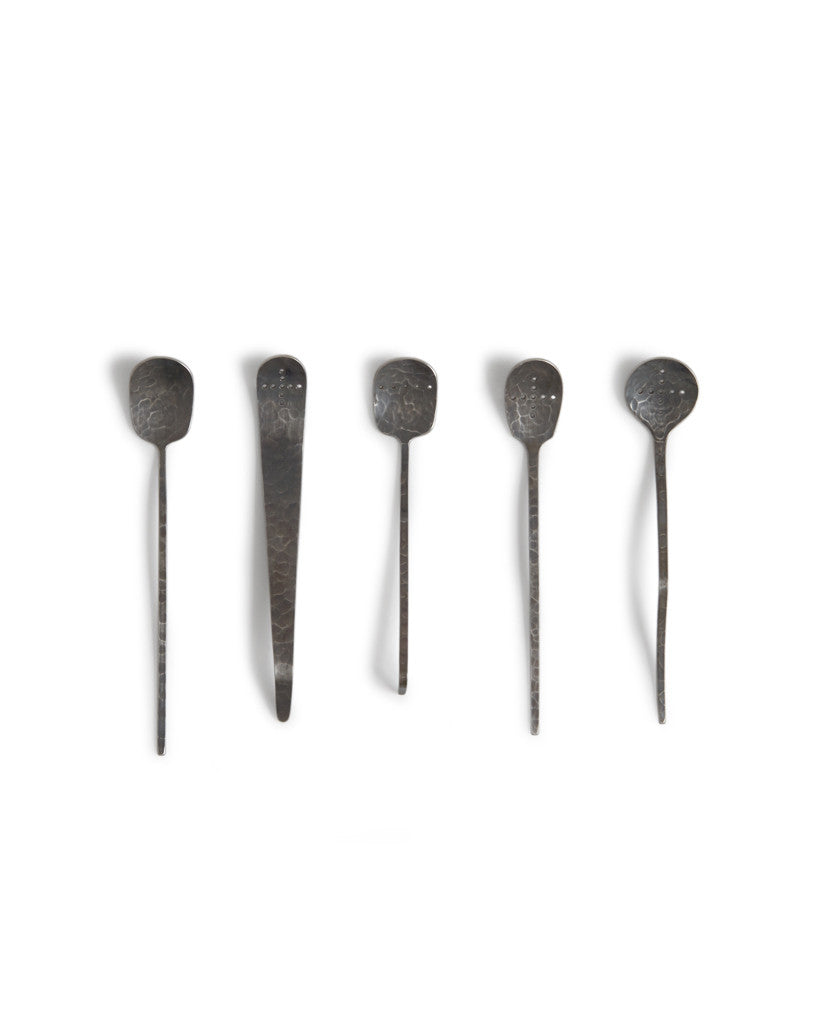 Hammered Steel Spoon - Wide Hole Punched Cross (OUT OF STOCK