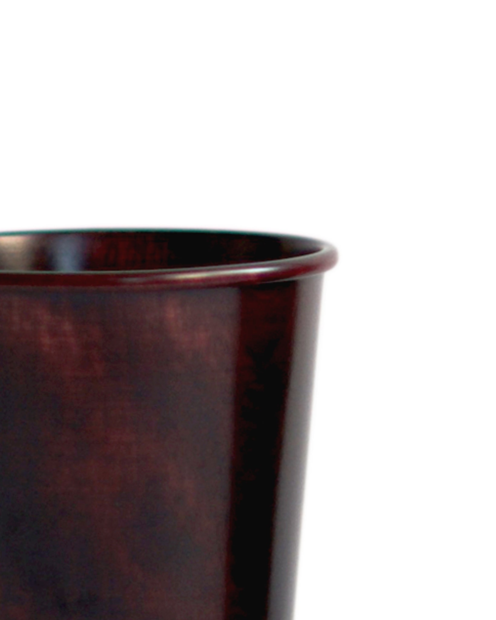 Detailed cropped image of red urushi wood cup. 