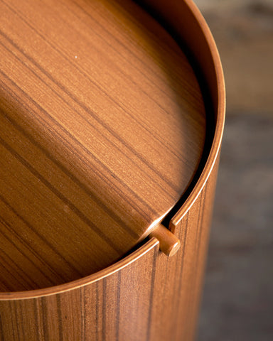 Teak Paper Waste Basket with Lid - Large