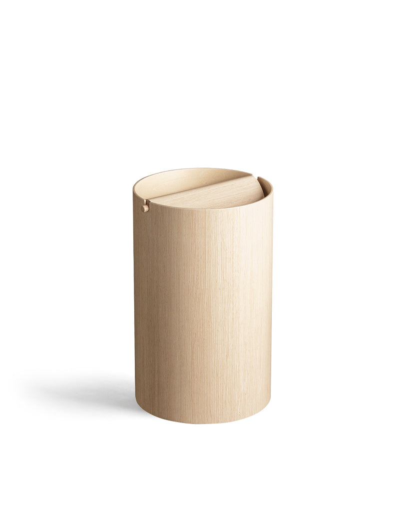 White Oak Paper Waste Basket with Lid - Large