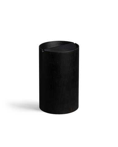 Black Ash Paper Waste Basket with Lid - Large