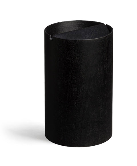 Black Ash Paper Waste Basket with Lid - Large