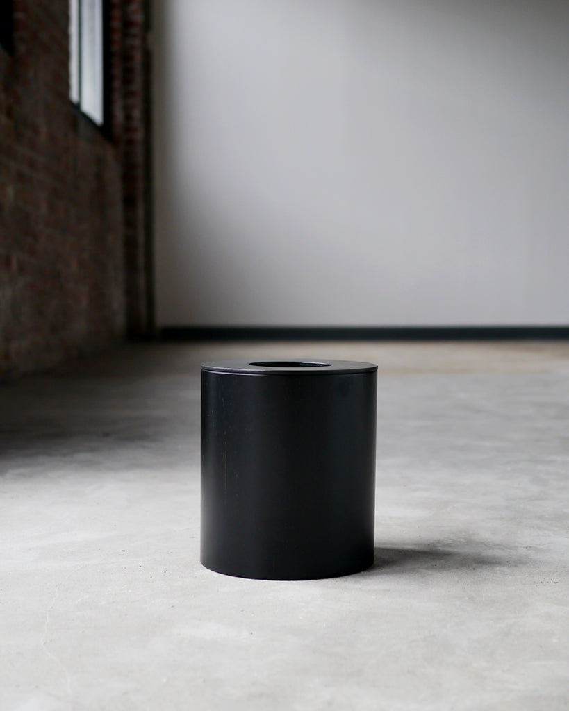 Black Ash Paper Waste Basket with Cutout Lid