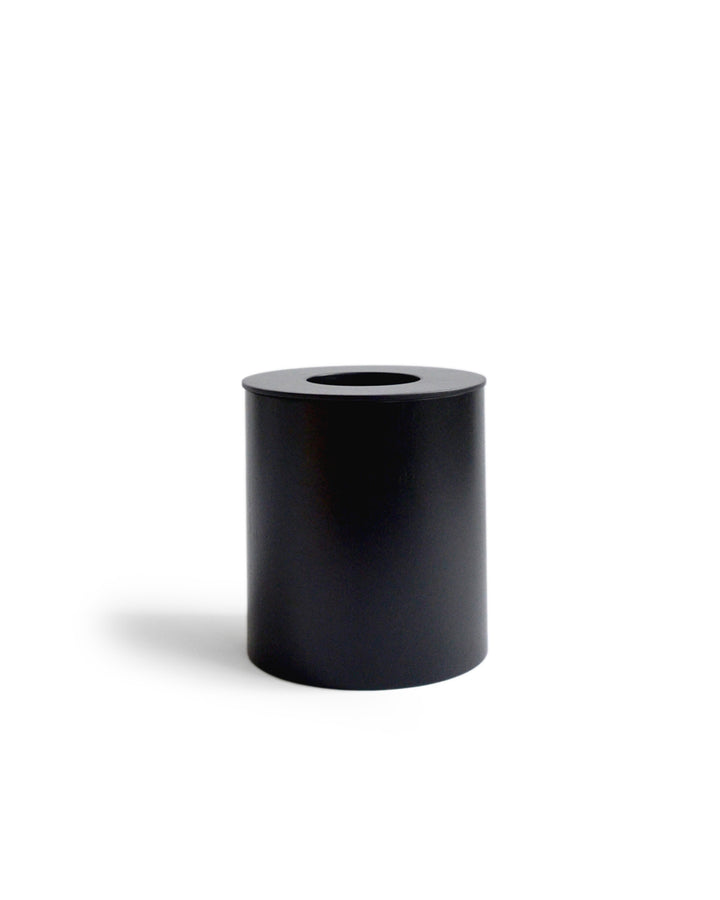 Black Ash Paper Waste Basket with Cutout Lid