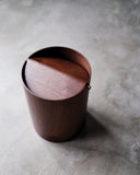 Walnut Paper Waste Basket with Lid - Small