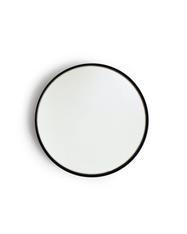 Black ash wood mirror silhouetted against white background
