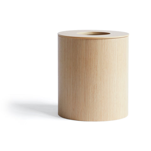 White Oak Paper Waste Basket with Cutout Lid