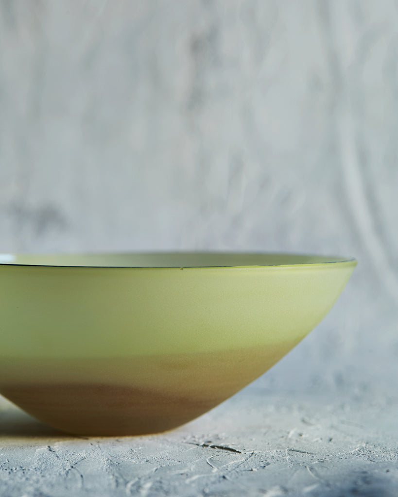 Glass Bowl - Light Green and Rose