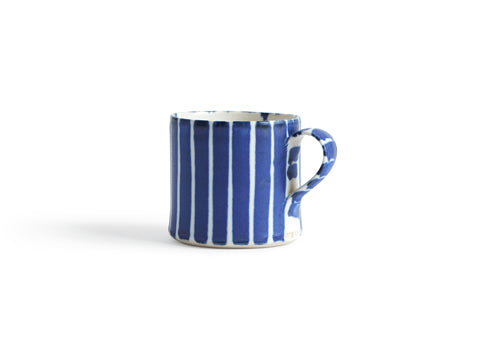 Striped Coffee Cup - Blue, Thin White (OUT OF STOCK)