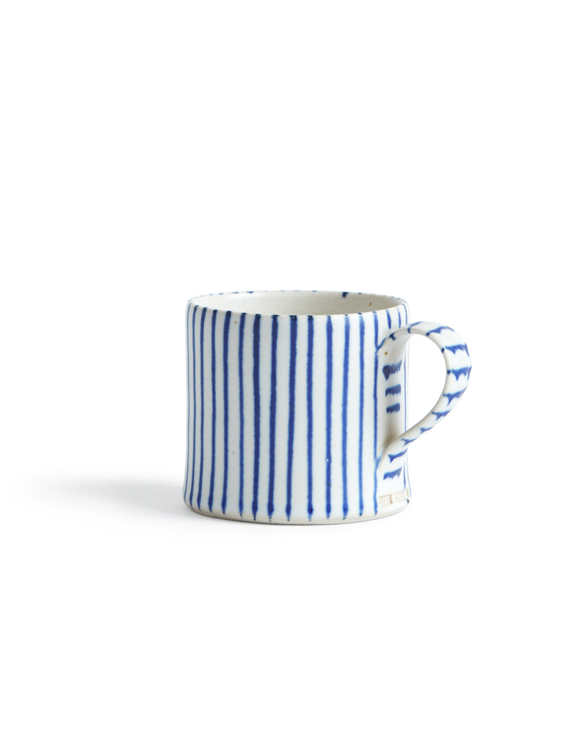 Striped Coffee Cup - Wide White, Thin Blue (OUT OF STOCK)