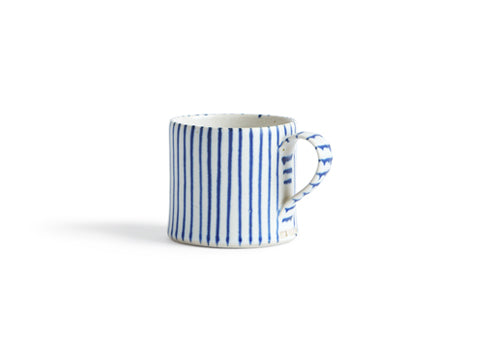 Striped Coffee Cup - Wide White, Thin Blue (OUT OF STOCK)