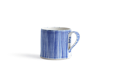 Striped Coffee Cup - Thin White, Thin Blue (OUT OF STOCK)