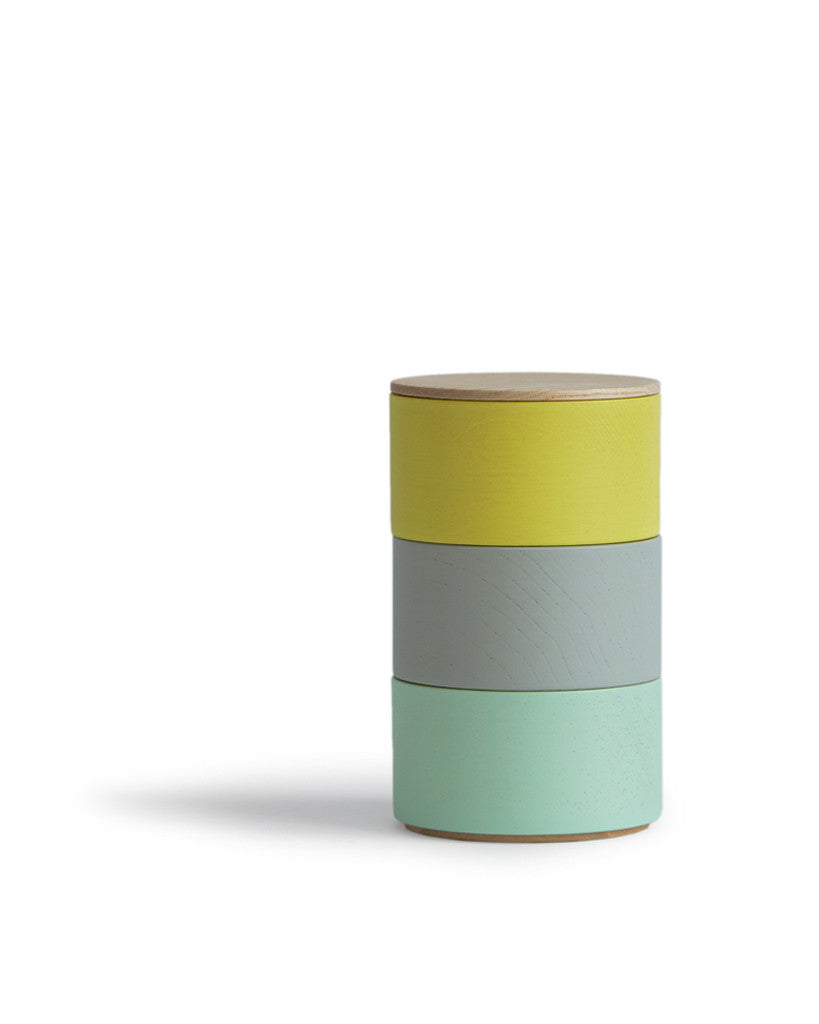 Border Three Tiered Containers - Gray, Mint, Yellow (OUT OF STOCK)